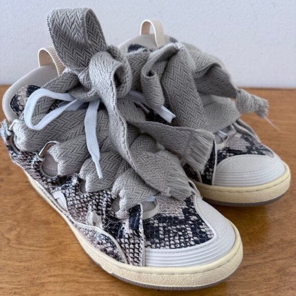 Lanvin Curb Python Print Sneakers - Sz 41 - Picture 1 of 10